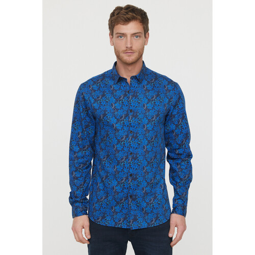 Vêtements Homme Chemises manches longues Lee Cooper Chemises Drimo Mc Lagoon Bleu