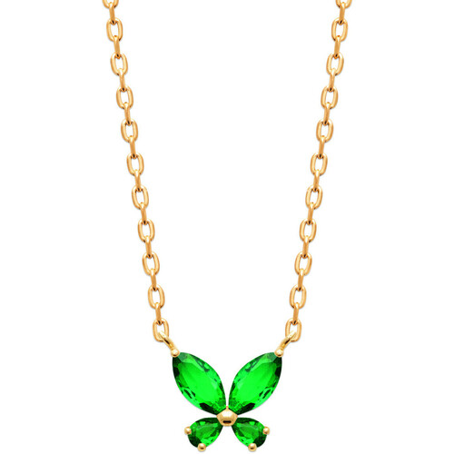 Montres & Bijoux Femme Colliers / Sautoirs Brillaxis Collier  papillon vert Vert