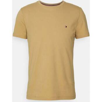 Vêtements Homme T-shirts manches courtes Tommy Hilfiger T-Shirt  ajusté beige en coton bio stretch Beige