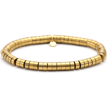 bracelets sixtystones  bracelet acier perles heishi 6mm doré-large-20cm 
