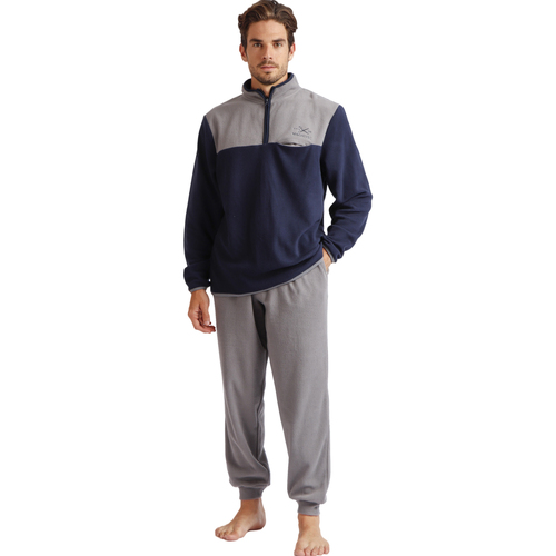 Vêtements Homme Pyjamas / Chemises de nuit Admas Pyjama micropolaire tenue d'intérieur pantalon et haut Sport Bleu