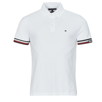 Vêtements Homme Polos manches Badge Tommy Hilfiger MONOTYPE FLAG CUFF SLIM FIT POLO Blanc