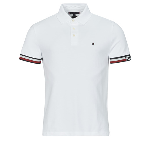 Vêtements Homme Polos manches courtes Curta Tommy Hilfiger MONOTYPE FLAG CUFF SLIM FIT POLO Blanc