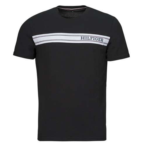 Vêtements Homme T-shirts mens manches courtes Tommy Hilfiger MONOTYPE STRIPE Noir