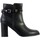 Chaussures Femme Boots The Divine Factory Bottine à Talon Cuir Noir
