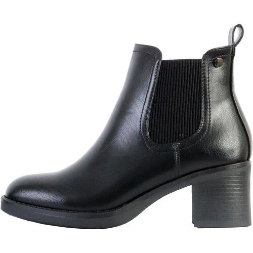 Chaussures Femme Boots Bottines Plates Cuirry Bottine à Zip Noir