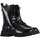 Chaussures Femme Boots The Divine Factory Bottine Bikers à Lacets Noir