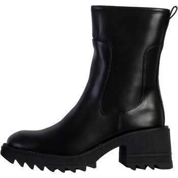 Chaussures Femme Boots Men in Black and White Bottine à Zip Noir