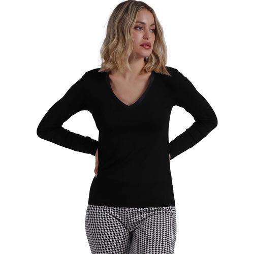 Vêtements Femme Good for Nothing T-shirt à effet tie-dye en spirale Admas Top manches longues Pico Raso Noir