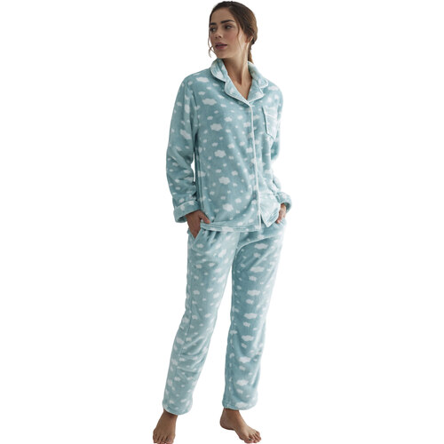 Vêtements Femme Pyjamas / Chemises de nuit Selmark Pyjama pantalon chemise manches longues Polar Joven Vert