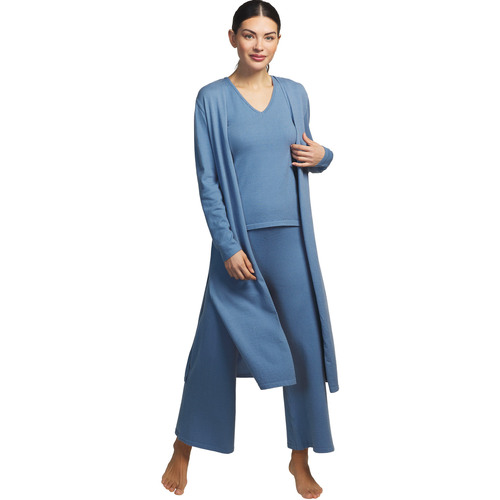 Vêtements Femme Pyjamas / Chemises de nuit Selmark Tenue 3 pièces détente et intérieur pyjama pantalon top Bleu