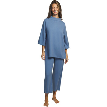 Vêtements Femme Pyjamas / Chemises de nuit Selmark Tenue détente et intérieur pyjama pantacourt tunique Tricot Bleu