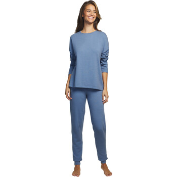 Vêtements Femme Pyjamas / Chemises de nuit Selmark Tenue détente et intérieur pyjama pantalon haut Tricot Bleu