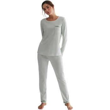 Vêtements Femme Pyjamas / Chemises de nuit Selmark Pyjama pantalon haut manches longues Rayas Vert