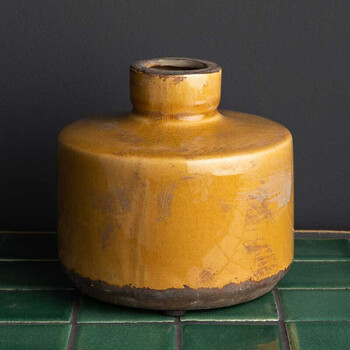 Chehoma Vase bouteille large moutarde 13x13cm Jaune