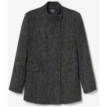 Vêtements Femme Manteaux Le Temps des Cerises Manteau capucin en laine mélangée noire à chevrons Noir