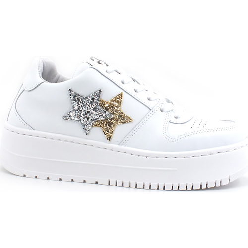 Chaussures Femme Multisport Balada Sneaker 2 Stair Stelle Glitter Bianco Oro Argento 2SD3271 Blanc