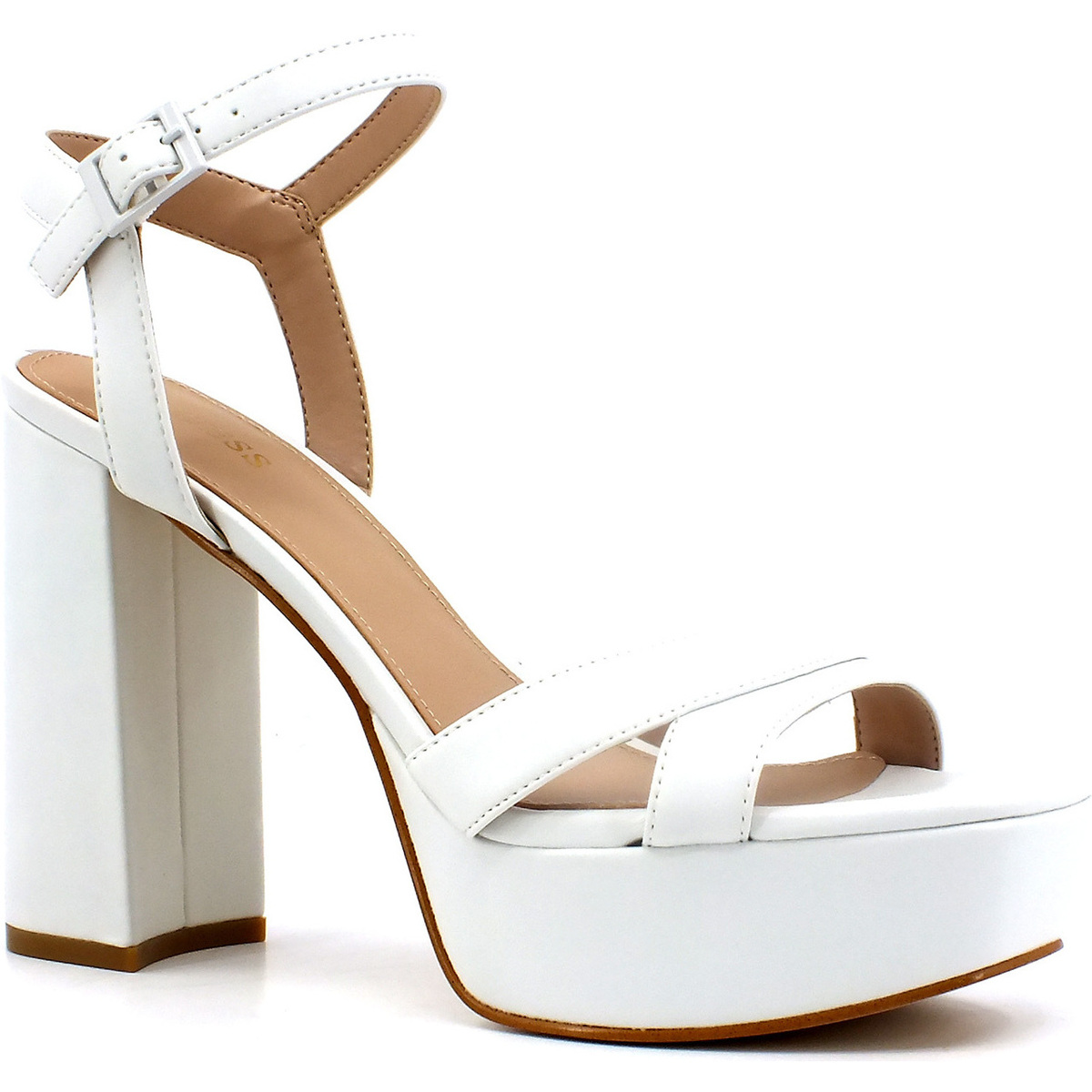 Chaussures Femme Bottes Guess Sandalo Tacco Alto Donna White FL6ZLEELE03 Blanc