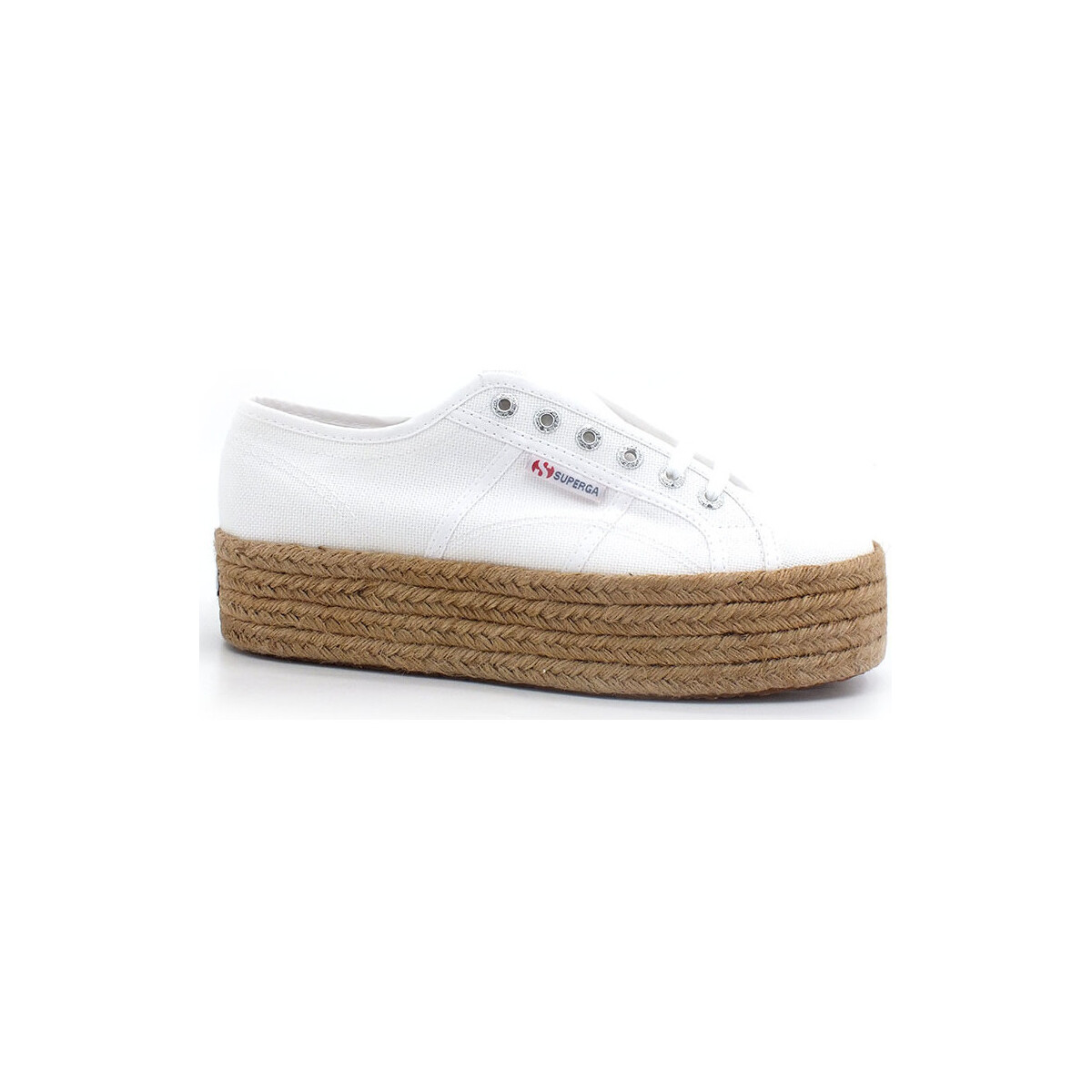 Chaussures Femme Bottes Superga 2790 Rope Wedge Sneaker Platform Corda White S51186W Blanc