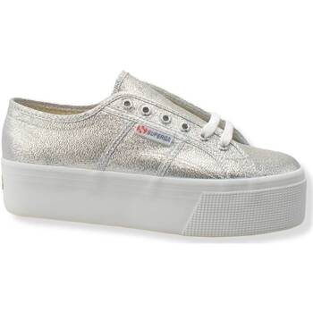 Chaussures Femme Bottines Superga 2790 LAME Sneaker Grigio Grey Silver S61174W Blanc