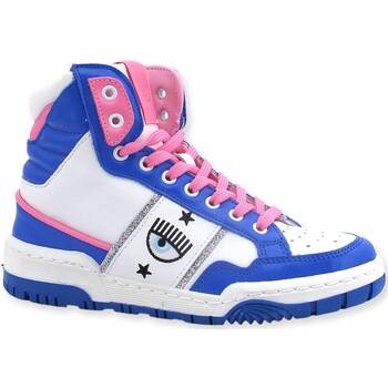 Chaussures Femme Baskets montantes Chiara Ferragni Sneaker High Donna White Blue CF3006-032 Bleu
