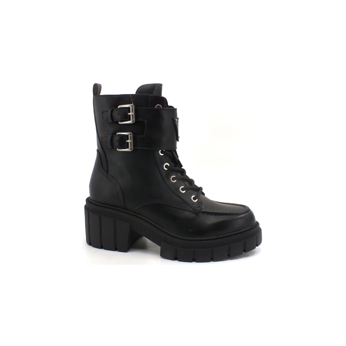 Chaussures Femme Bottes Guess Anfibio Combact Fibbie Black FL8KAYELE10 Noir