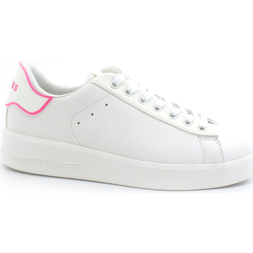 Chaussures Femme Bottes Guess Sneaker Profilo Bicolor Fluo Logo White Fuxia FL6RKELEA12 Blanc