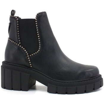 Chaussures Femme Bottes Guess Stivaletto Combact Borchie Tacco Black Fl8KALELE10 Noir