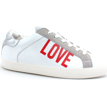 Chaussures Femme Baskets basses Love Moschino Sneaker Logo Bianco Argento JA15532G0EIAC10A Blanc