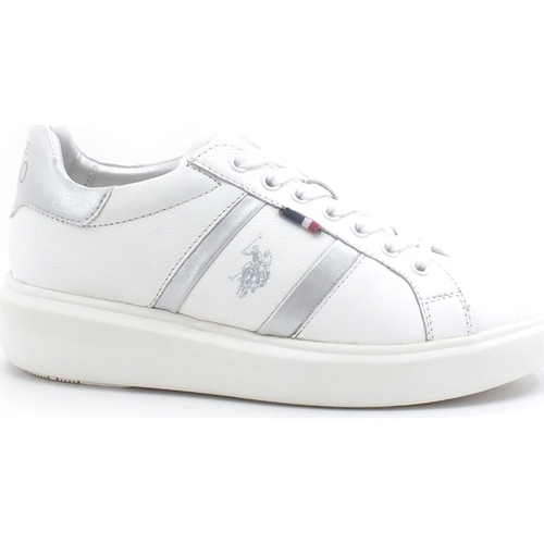 Chaussures Femme Bottes U.S Polo Assn. U.S. POLO Sneaker Leather White Silver CARDI001 Blanc