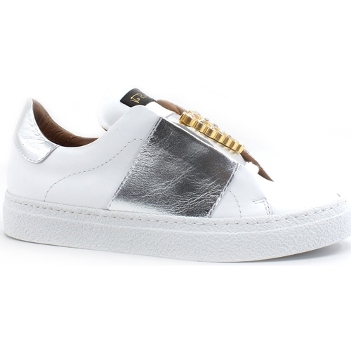 Chaussures Femme Bottes Besaces / Sacs bandoulière Saint Barth Sneaker V Strass Bianco Argento 3608 Blanc