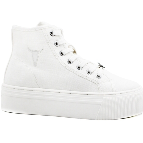 Chaussures Femme Bottes Windsor Smith WINDSORSMITH Sneaker Hi Platform Canvas White RUNAWAY Blanc