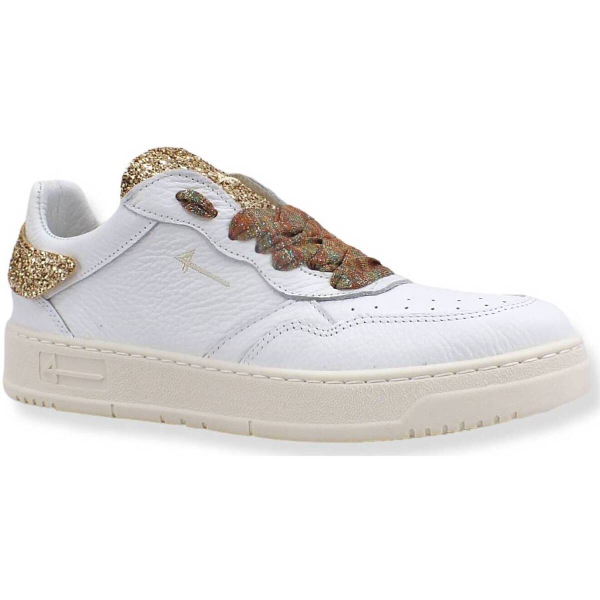 Chaussures Femme Bottes Fourline 4LINE  Sneaker Donna Low Max Bianco Glitter Oro X20 Blanc