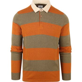 t-shirt state of art  polo à manches longues  pique stripes orange 