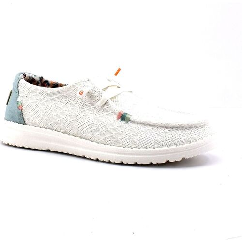Chaussures Femme Bottes HEYDUDE Wendy Boho Sneaker Vela Donna White Crochet 40054-1KF Blanc
