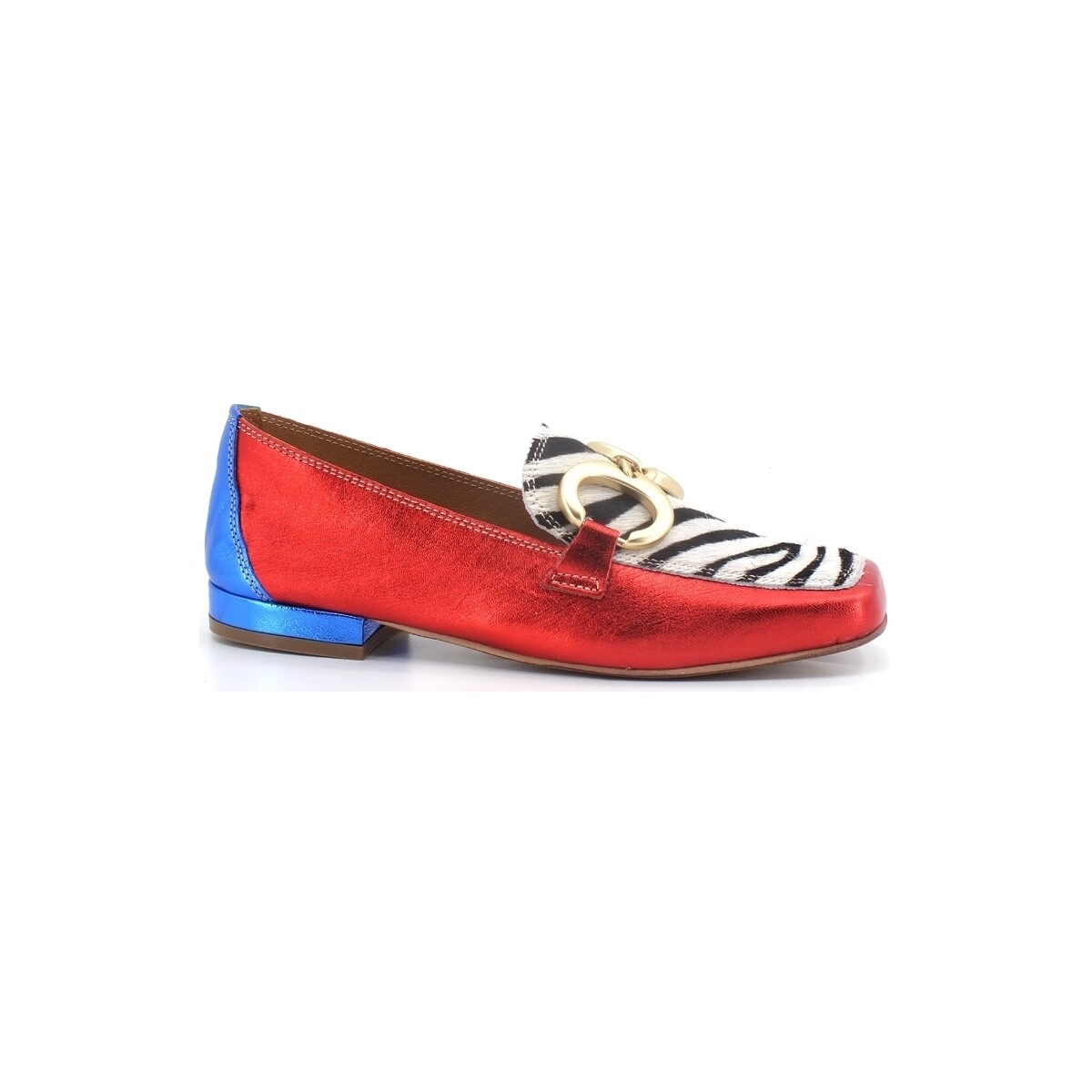 Chaussures Femme Voir les tailles Enfant Mocassino Suede Animalier Zebra Rosso Blu 832-17 Rouge