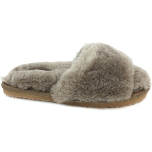 Chaussures Femme Multisport Mou Sheepskin Fur Slide Slipper Elephant Grey Gris