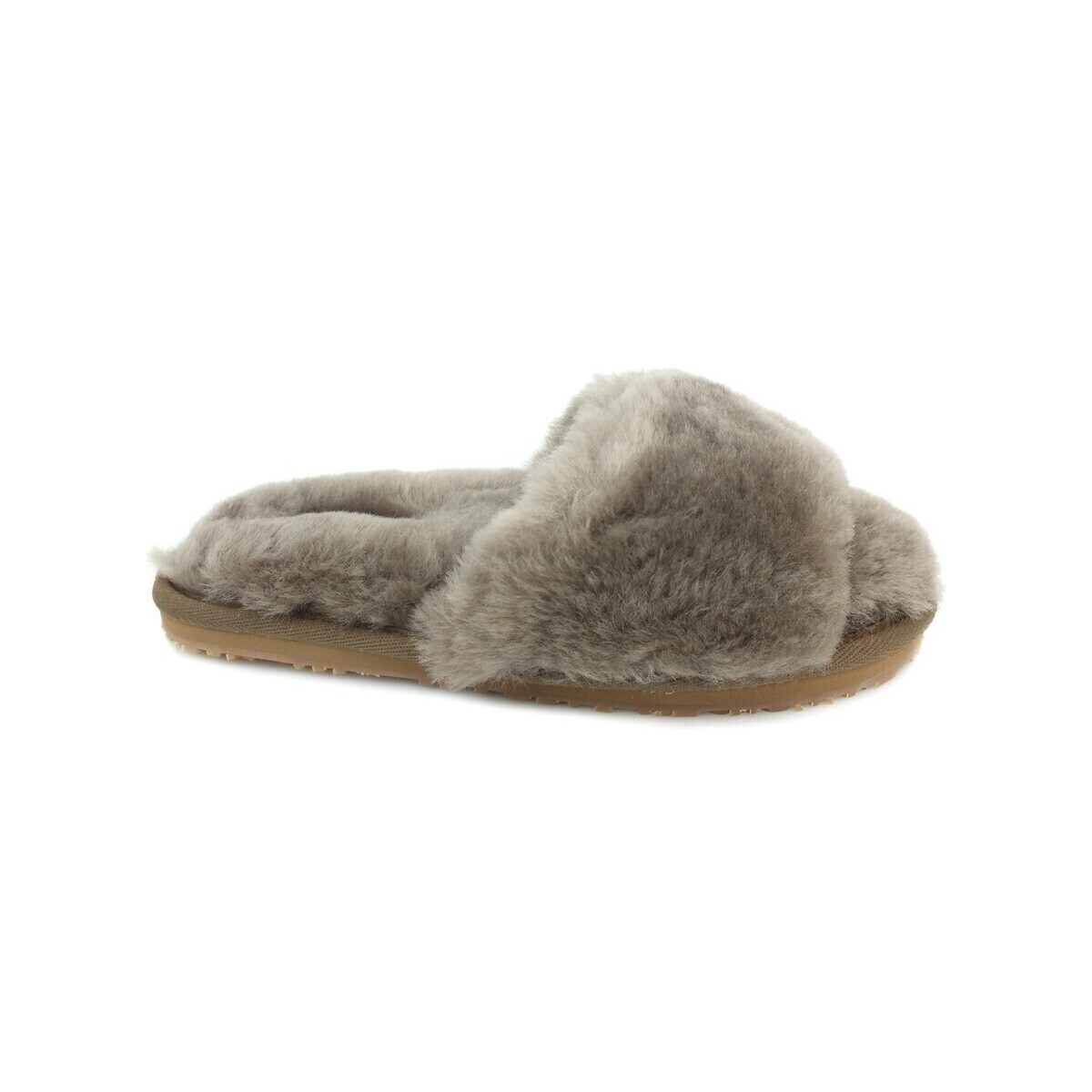 Chaussures Femme Bottes Mou Sheepskin Fur Slide Slipper Elephant Grey Gris