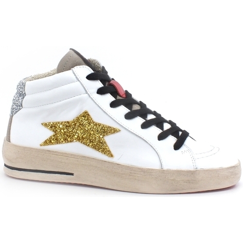 Chaussures Femme Multisport Okinawa Mid Plus Limited Sneaker Mid Glitter Bianco Gold 1955 Blanc