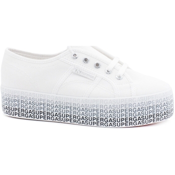Chaussures Femme Bottes Superga 2790 Cote Minilettering Sneaker White Black S111TPW Blanc