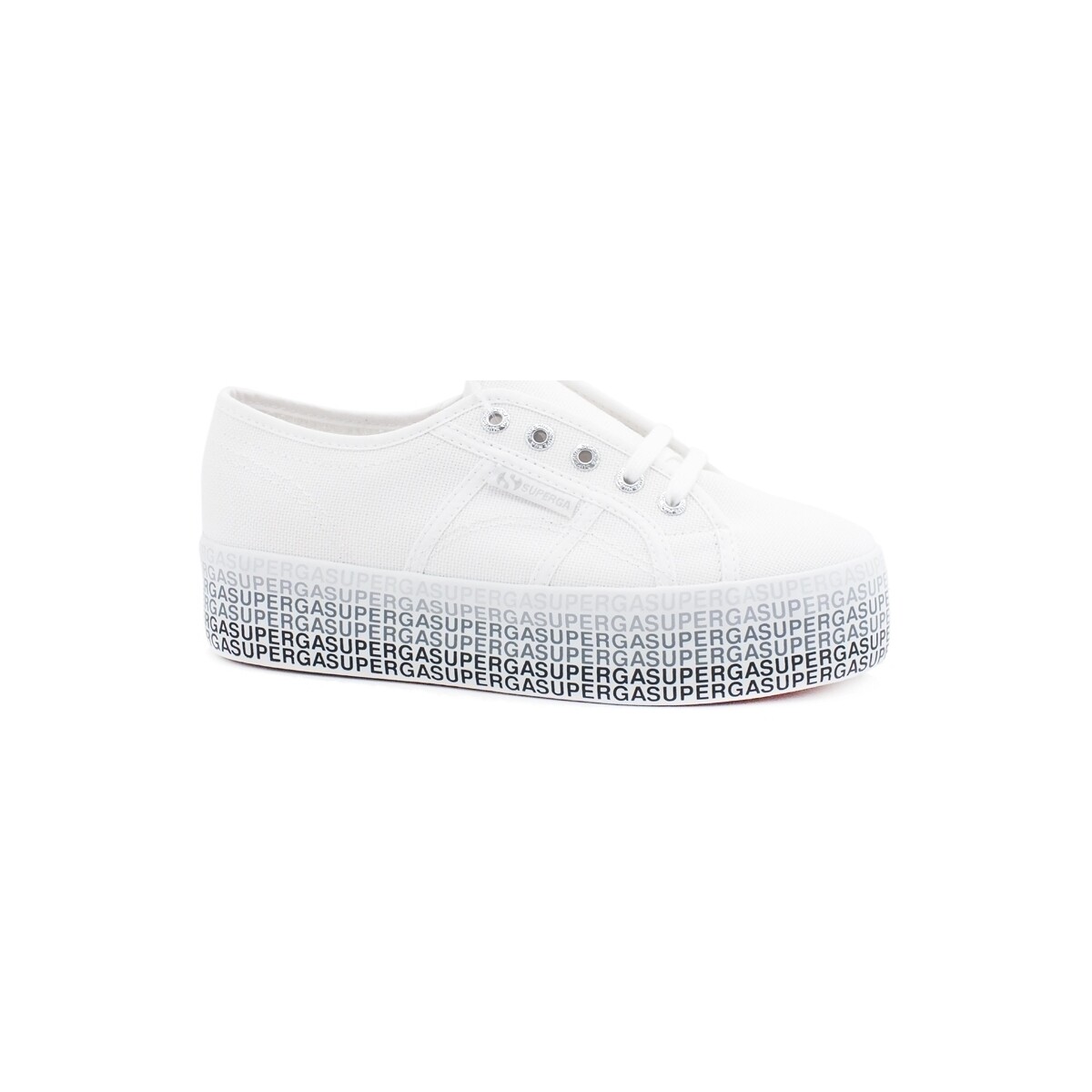 Chaussures Femme Bottes Superga 2790 Cote Minilettering Sneaker White Black S111TPW Blanc
