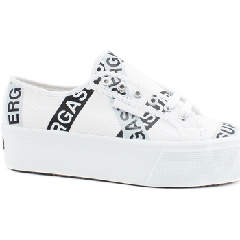 Chaussures Femme Bottes Superga 2790 Lettering Sneaker White Black S41161W Blanc