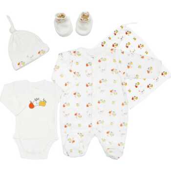 Vêtements Enfant Pyjamas / Chemises de nuit Trois Kilos Sept Kit naissance bébé - Petites pommes Blanc