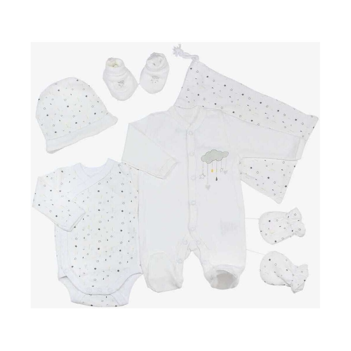 Vêtements Enfant Pyjamas / Chemises de nuit Trois Kilos Sept Kit naissance coton - Poussière d'étoiles (6 pièces) Blanc