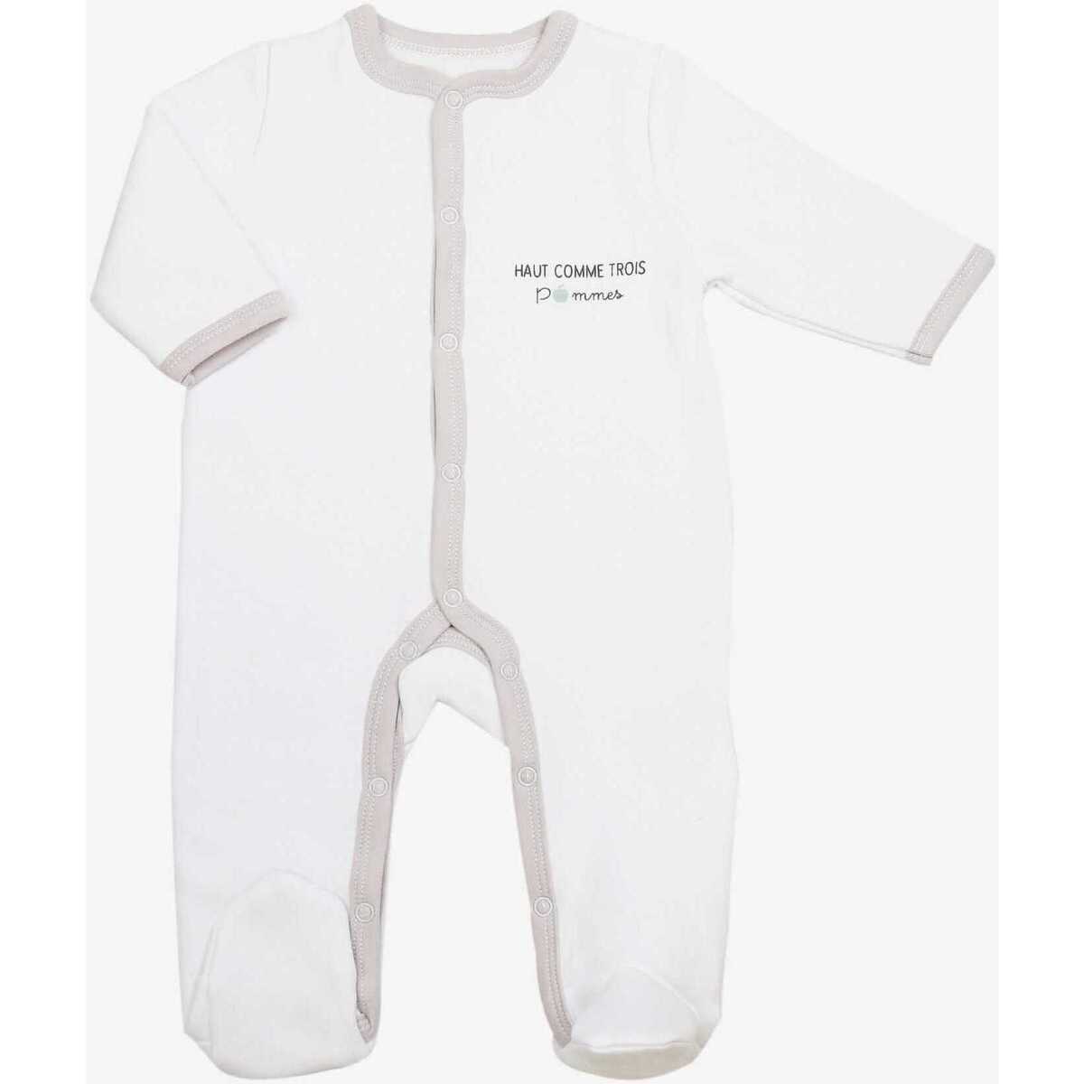 Vêtements Enfant Pyjamas / Chemises de nuit Trois Kilos Sept Pyjama molleton bébé - Haut comme trois pommes Blanc