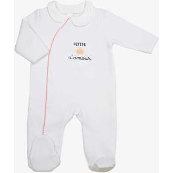 Vêtements Enfant Pyjamas / Chemises de nuit Trois Kilos Sept Pyjama naissance fille - Petite pomme Blanc