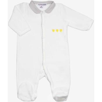Vêtements Enfant Pyjamas / Chemises de nuit Trois Kilos Sept Pyjama naissance fille - 3 petits coeurs Blanc