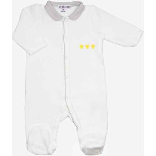 Vêtements Enfant Pyjamas / Chemises de nuit Dors Bien Pont Pyjama naissance fille - 3 petits coeurs Blanc