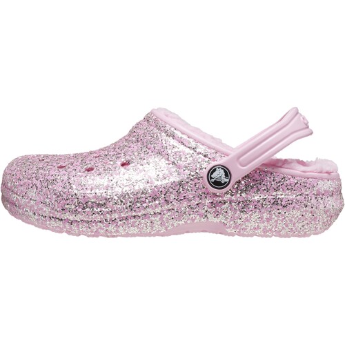 Chaussures Fille Sabots Crocs Sabot à Enfiler  Classic Lined Glitter Flamingo Rose