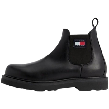Chaussures Homme Boots Tommy Sleeve Jeans Bottines en cuir homme  Ref 61216 Noir Noir